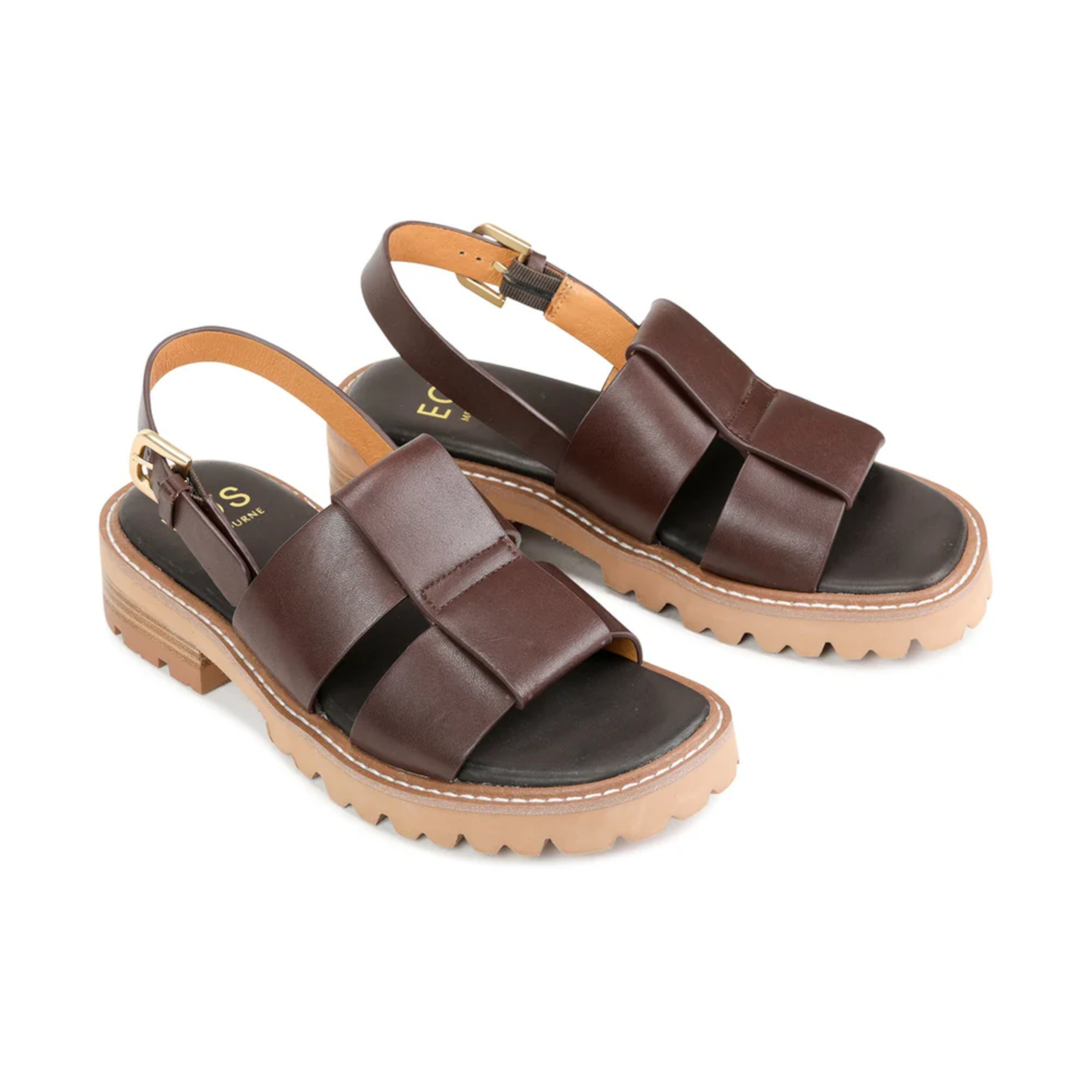Women's EOS chestnut brown leather sandals