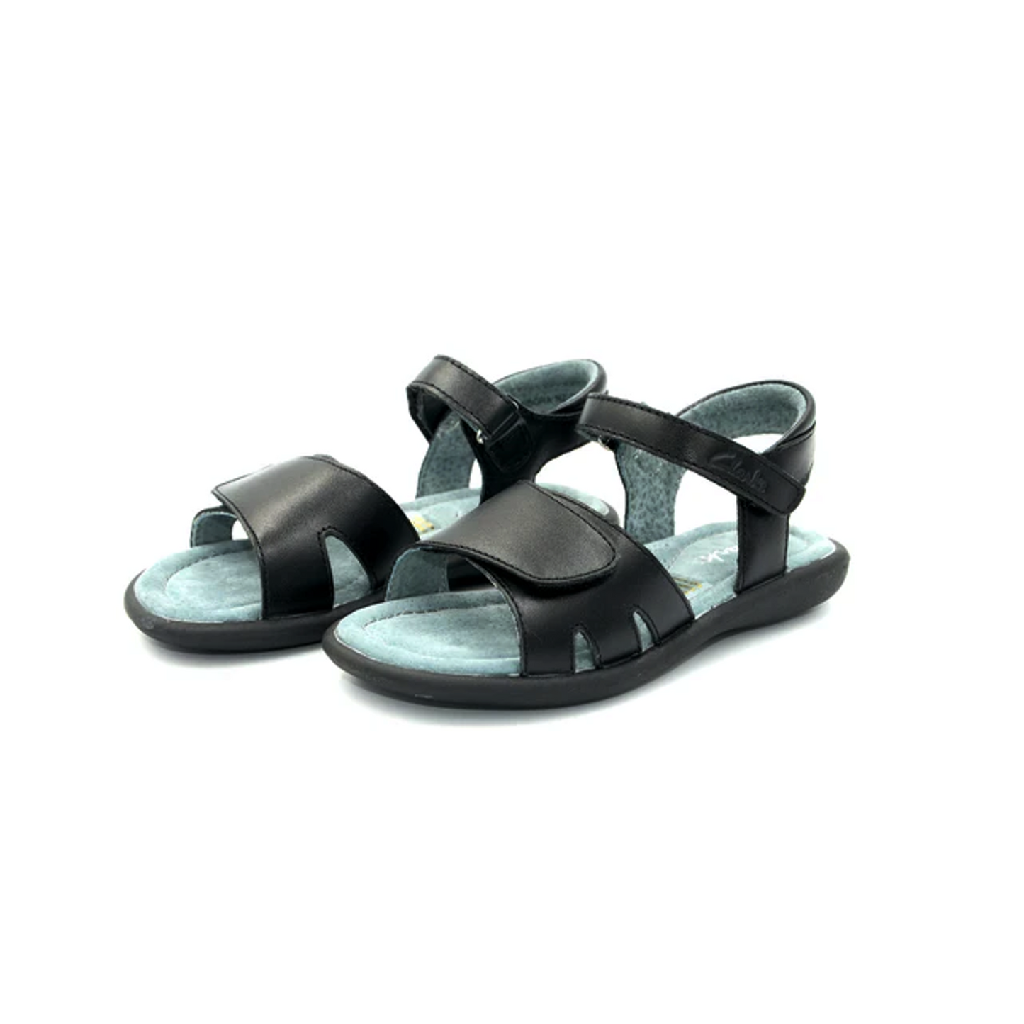 Clarks Pandora kid's black school sandal with velcro straps