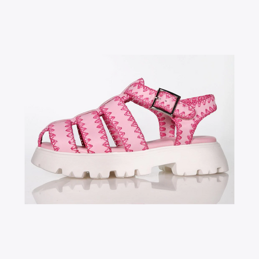 Minx pink fisherman sandal with velcro strap