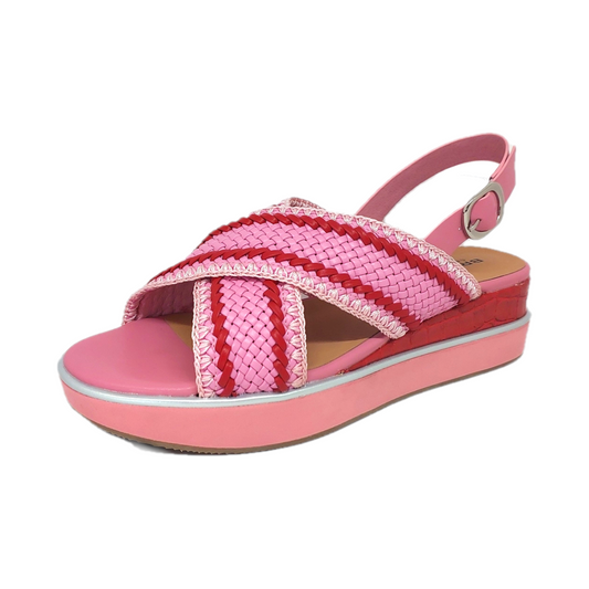 Women's pink and red woven sandal