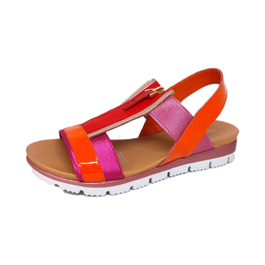 Django and Juliette womens orange multi leather sandal