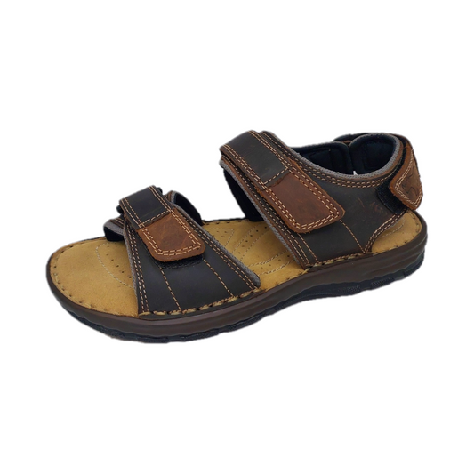 Wild Rhino Men's brown leather sandal with velcro straps