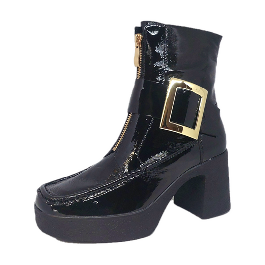Tamara London women's black patent leather ankle boots