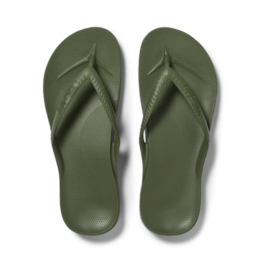 Khaki green arch support jandals 