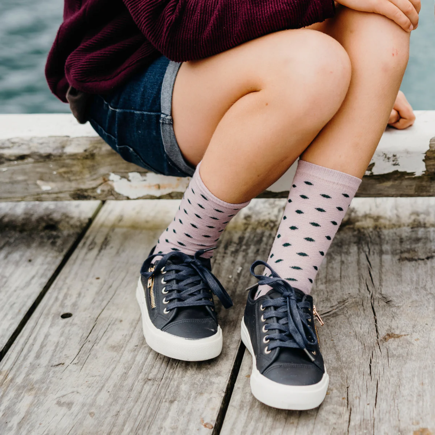 Child Merino Wool Crew Thistle