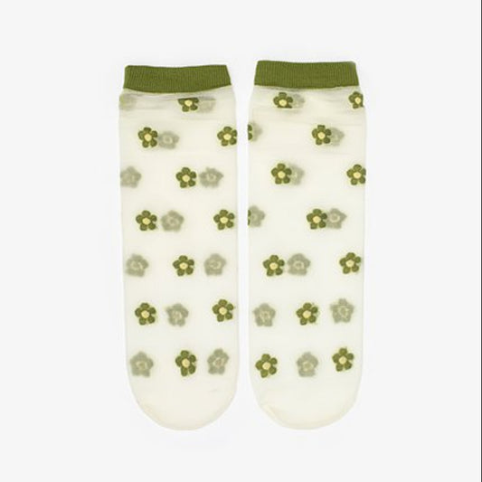 Antler Sheer Floral Sock Khaki