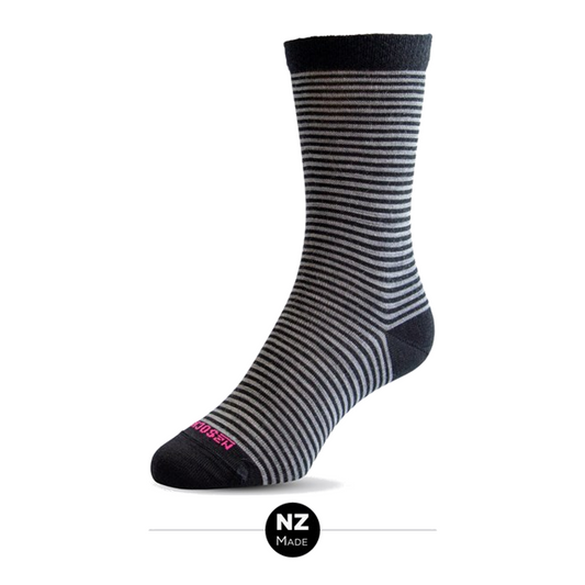 F2024-2 Womens Merino Stripe/ Plain 2 Pack Black