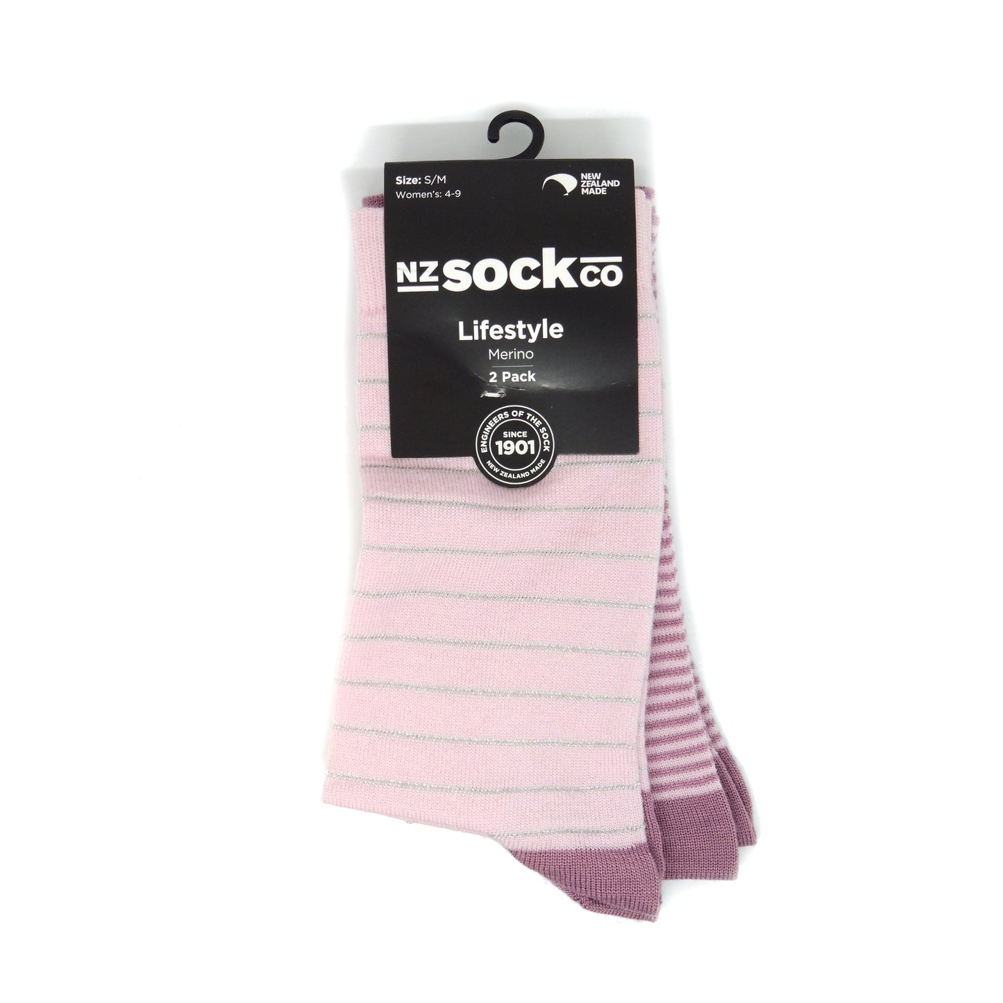 F354 Women's Merino Lurex Stripe 2pk Pink